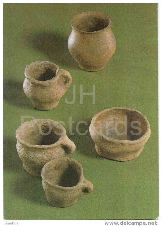 Moulded Crockery , 200-100 BC - archaeology - 1986 - Belarus USSR - unused - JH Postcards