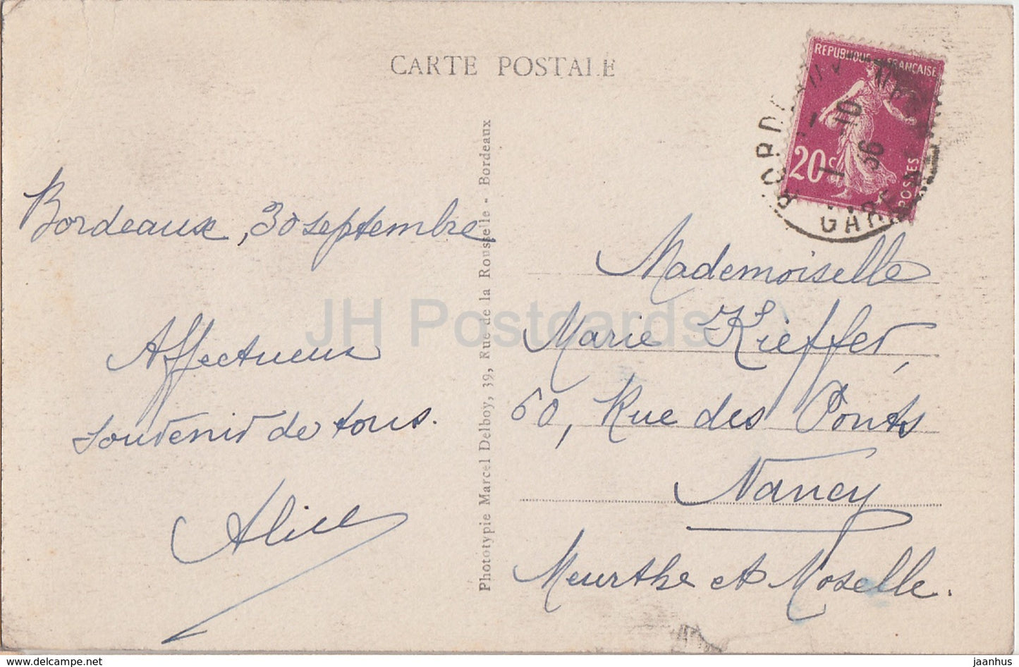 Bordeaux en Avion - Le Grand Théâtre - 1008 - carte postale ancienne - 1936 - France - occasion