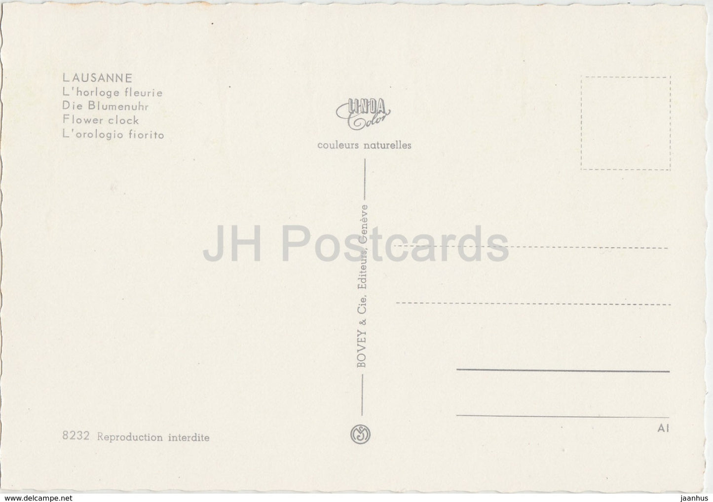Lausanne - L'horloge fleurie - Flower Clock - child - horse toy - 8232 - Switzerland - unused
